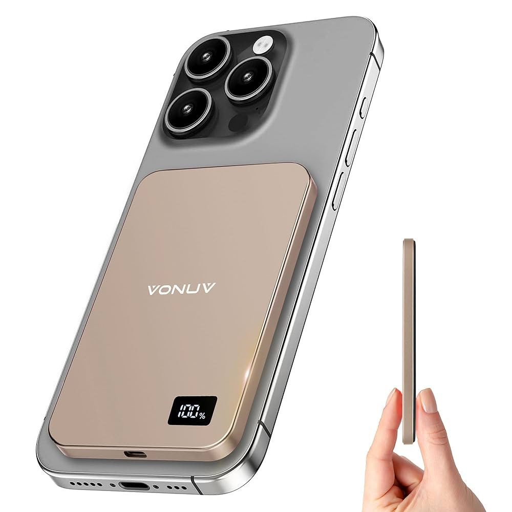 Magnetic Portable Charger 5000mAh, 15W Ultra Slim Wireless Portable Charger, Fast Charging for iP... | Amazon (US)
