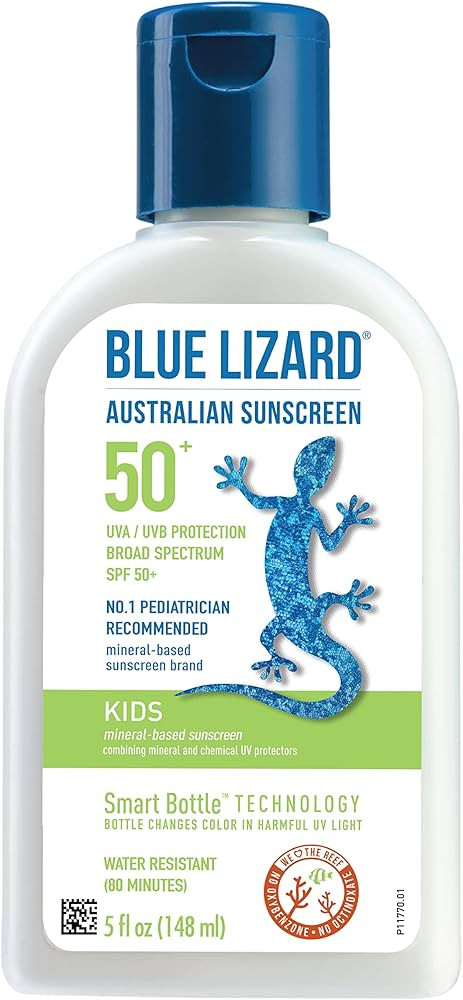 BLUE LIZARD Kids Mineral-Based Sunscreen Lotion, SPF 50, Cream, 5 Fl Oz | Amazon (US)