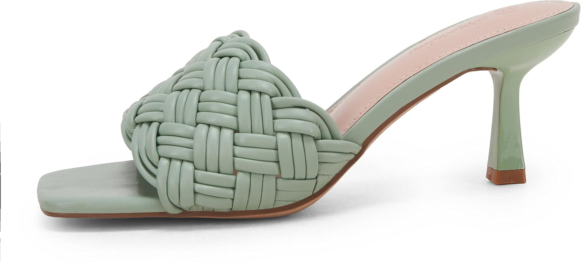 PiePieBuy Womens Square Open Toe Heeled Sandals Braided Slip-on Mules Backless Stilettos Shoes | Amazon (US)