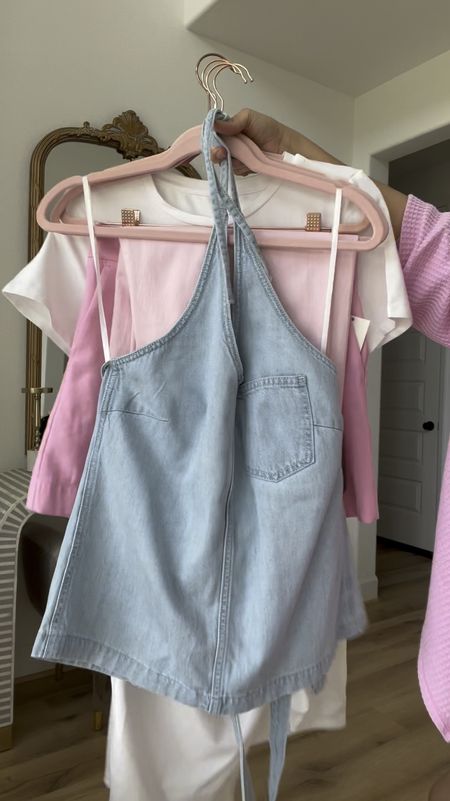 Target haul, pink shorts, pink sailor pants, denim top, halter denim top, wrap dress

#LTKfindsunder100 #LTKfindsunder50