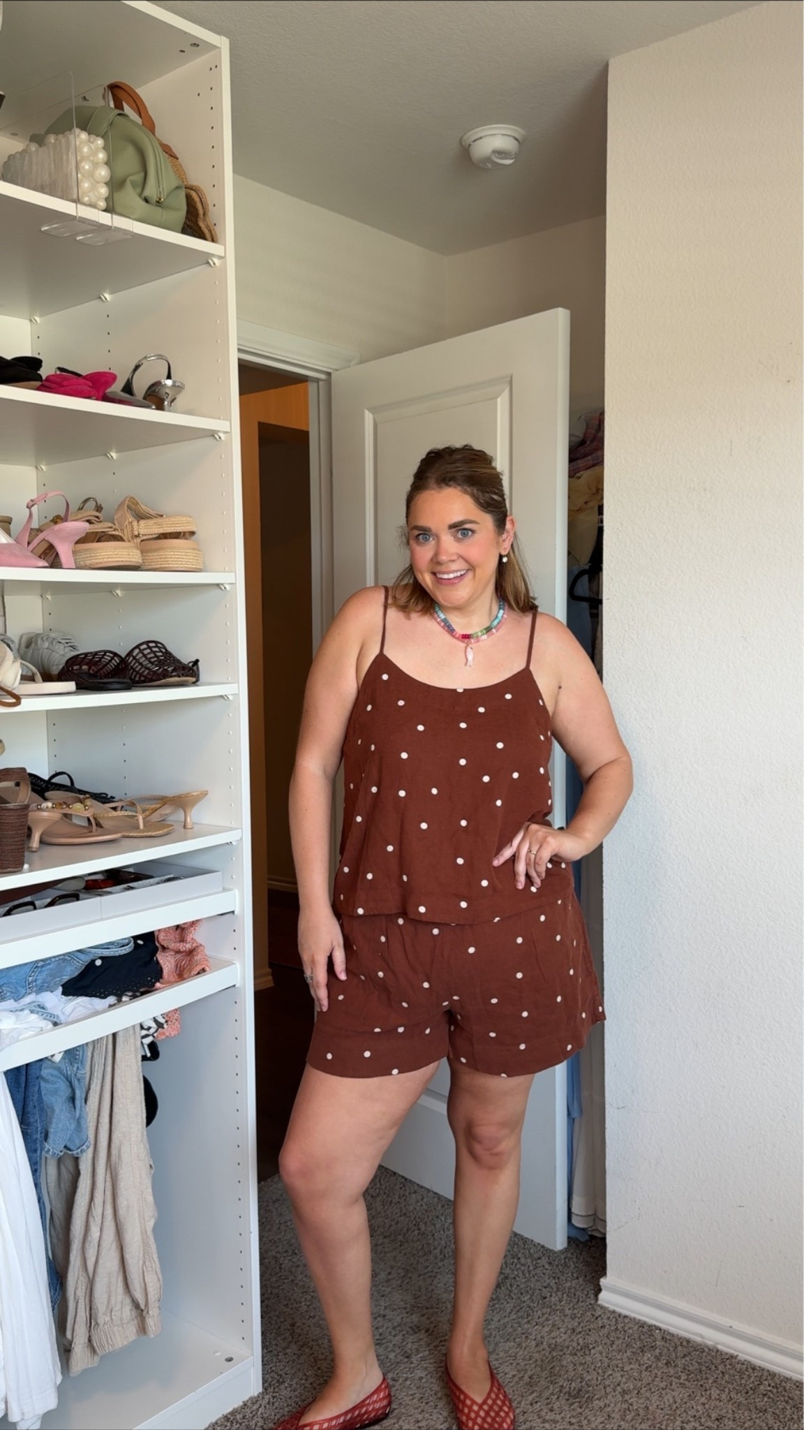 Polka dot matching set wearing xl in both

#LTKMidsize #LTKootd