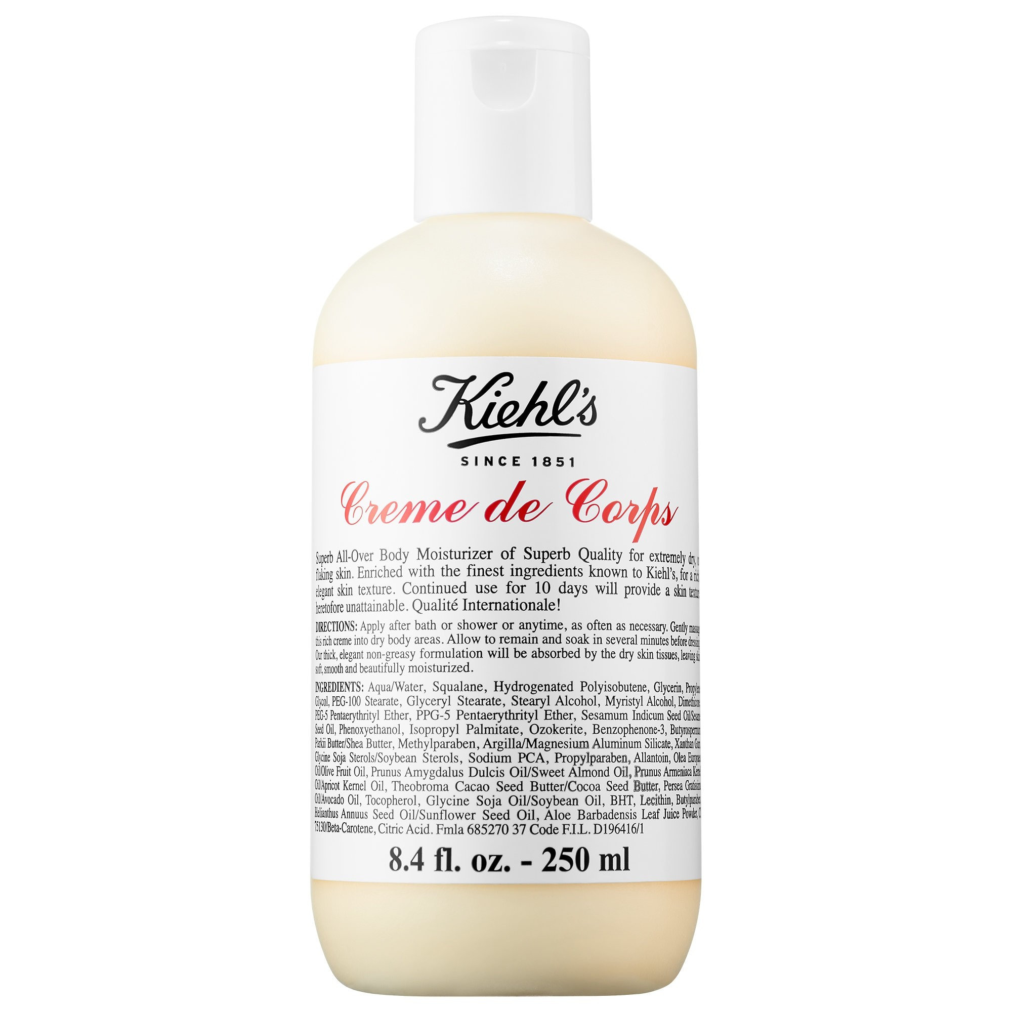 Kiehl's Since 1851 Crème de Corps Refillable Hydrating Body Lotion with Squalane 8.4 oz/ 250 ml | Sephora (US)