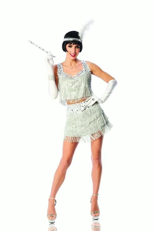 Razzle Dazzle Womens Adult Silver Roaring 20s Flapper Halloween Costume-M - Walmart.com | Walmart (US)