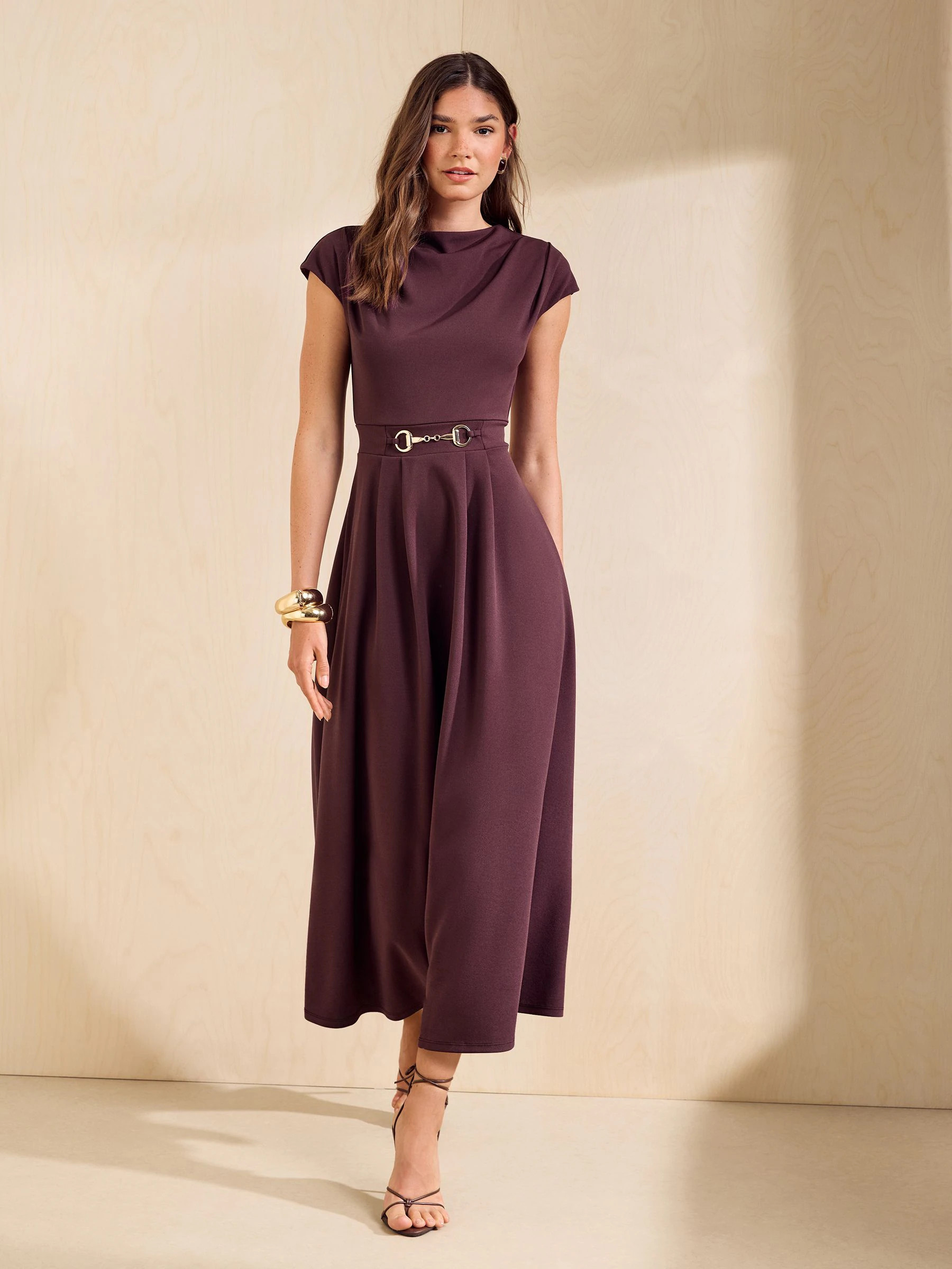 Friends Like These Friends Like These Berry Red Hardware Detail Workwear Midi Dress | Next US