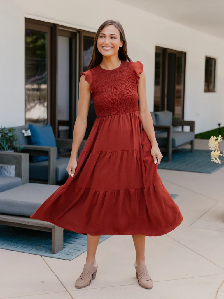 The Nicky Dress - Burnt Red | Tickled Teal LLC