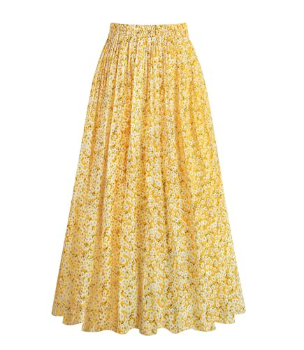 Kingfancy Women's Pleated Skirt Chiffon Elastic Waist A-Line Midi Length Skirt | Amazon (US)