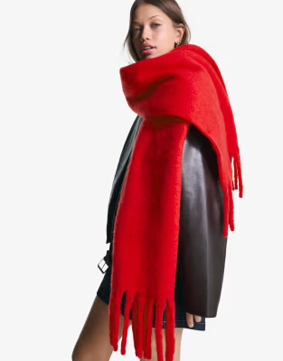 Bershka blanket scarf in red | ASOS (Global)