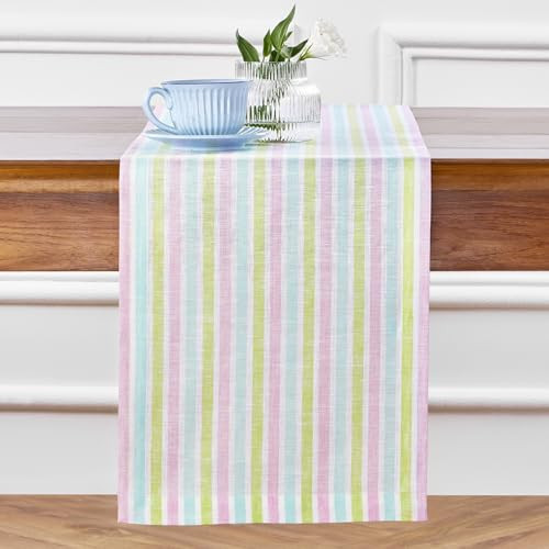 Solino Home Striped Table Runner 108 Inches Long - 100% Pure Linen Multicolor Palm Beach Stripe Dining Table Runner 14 x 108 Inch for Mothers Day, Summer | Amazon (US)