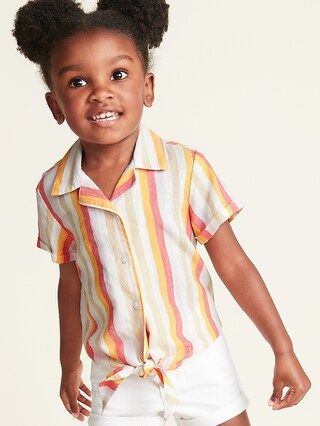 Striped Slub-Weave Tie-Hem Getaway Shirt for Toddler Girls | Old Navy US