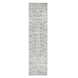 Amer Rugs Alpine 2 ft. 7 in.  x  10 ft.  Light Gray Bordered Pattern Runner Rug for High Traffic ... | The Home Depot