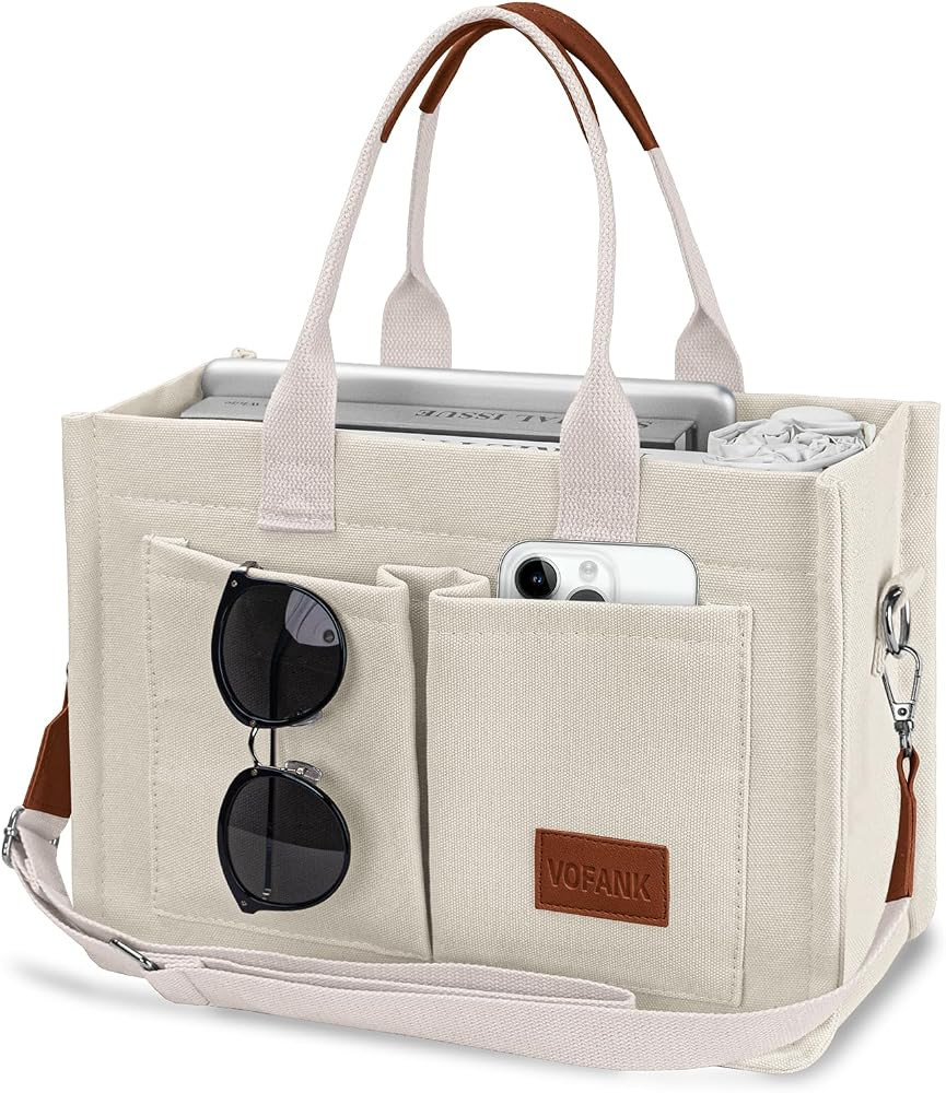 VOFANK Canvas Tote Bag for Women with Pockets Large Crossbody Bag Satchel Bag Handbag Everything ... | Amazon (US)