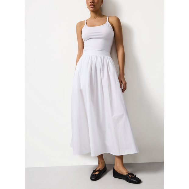 White Poplin Fabric Midaxi Full Skirt 12 | Tu Clothing