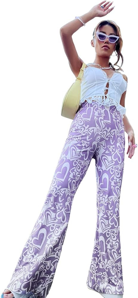 WDIRARA Women's Snakeskin High Waist Casual Flare Bell Bottom Stretch Long Pants | Amazon (US)