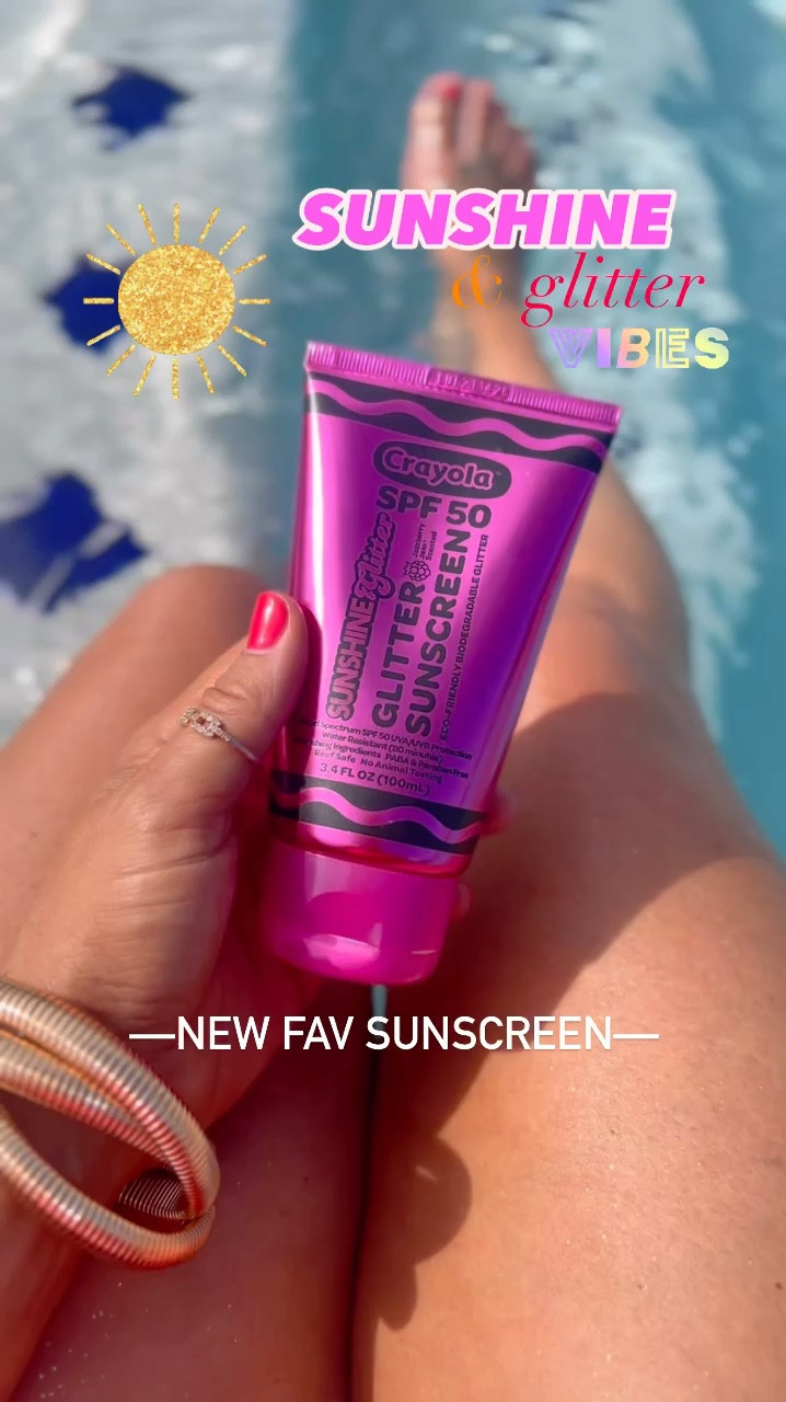 Who wants a little sparkle this summer?!✨ #ad @officialsunshineglitter has partnered with Crayola to create their newest color, Jazzberry Jam, in a SPF to match!💖 This beach bag necessity is the perfect option for the pool, beach, or boat!! Not only will you look pretty, but it smells amazing too!
It’s also a mom win because my girls are excited to practice sun safety and sparkle while they’re at it!! 🥰☀️ 
I’ve linked this Sunshine & Glitter x Crayola SPF 50 here so you can grab some too!! @shop.ltk #liketkit #ltk #sunshineglitter #seastarsparkle 

#LTKSwim #LTKVideo #LTKFamily