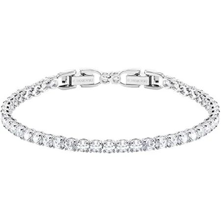 Swarovski Tennis Deluxe Collection Women s Tennis Bracelet Sparkling White Crystals with Rhodium Pla | Walmart (US)