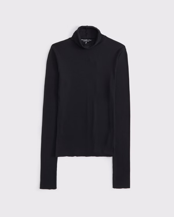 Long-Sleeve Featherweight Rib Tuckable Mockneck Top | Abercrombie & Fitch (US)