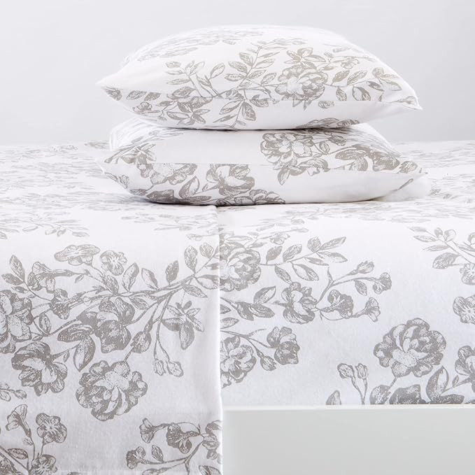 Great Bay Home 100% Turkish Cotton Queen Flannel Sheets Set | Floral Sheets, Deep Pocket | Warm, Dou | Amazon (US)