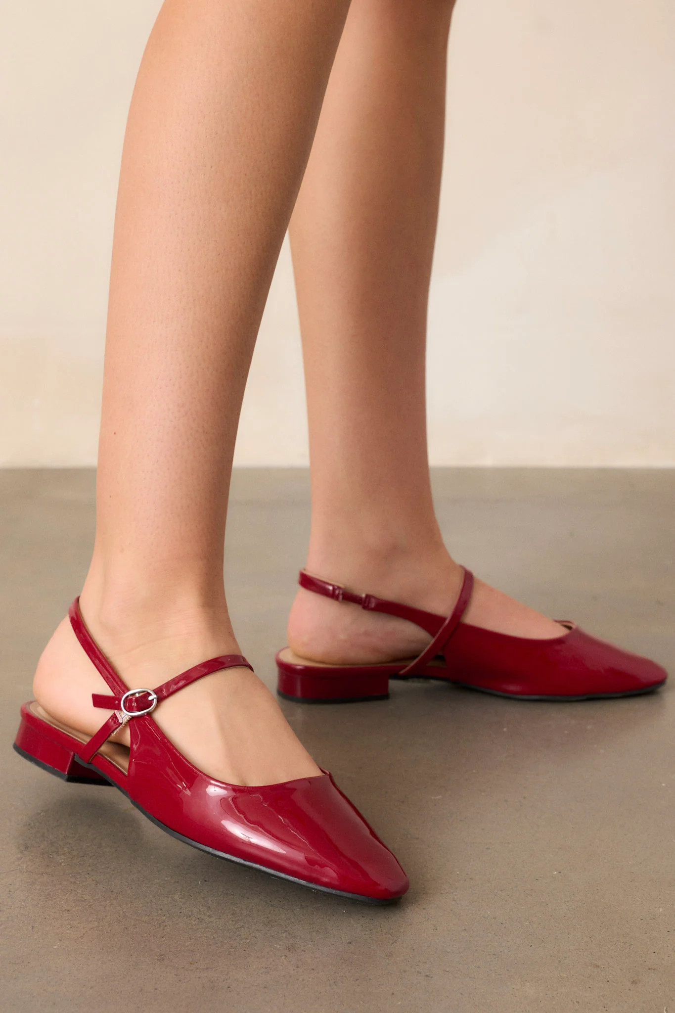 Walk The Talk Burgundy Slingback Mary Jane Flats | Red Dress