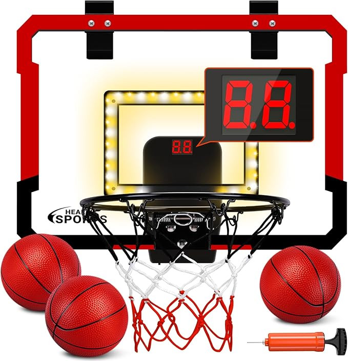 Basketball Hoop Indoor for Kids, Over The Door Basketball Hoop, Mini Basketball Hoop with Electro... | Amazon (US)