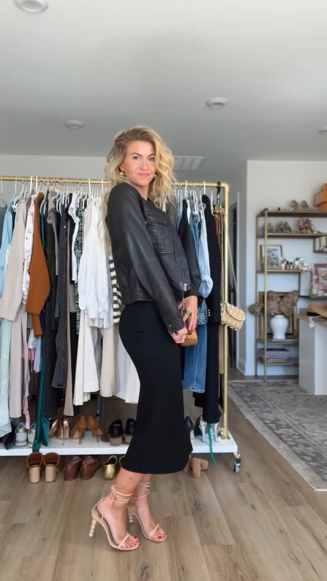 All black knit bodycon dress (runs TTS, wearing a S) + leather biker jacket (runs small, wearing a size 8) 


#LTKSeasonal