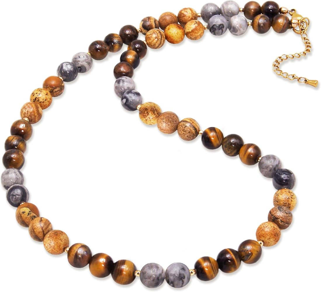 Beaded Necklaces for Women, Natural Gemstone Bead Choker Necklace10MM Bead Strand Choker Collarbo... | Amazon (US)