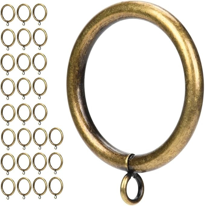 Curtain Ring Metal 28-Pcs 1.75 Inch Inner Diameter with Eyelets Fit Up to 1.5 Inch Rod Large Wire... | Amazon (US)