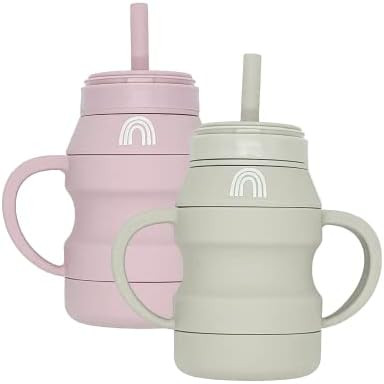 Hippypotamus Silicone Transition Cups - Baby/Toddler Cups With Straws & Lids - Removable Handles - S | Amazon (US)