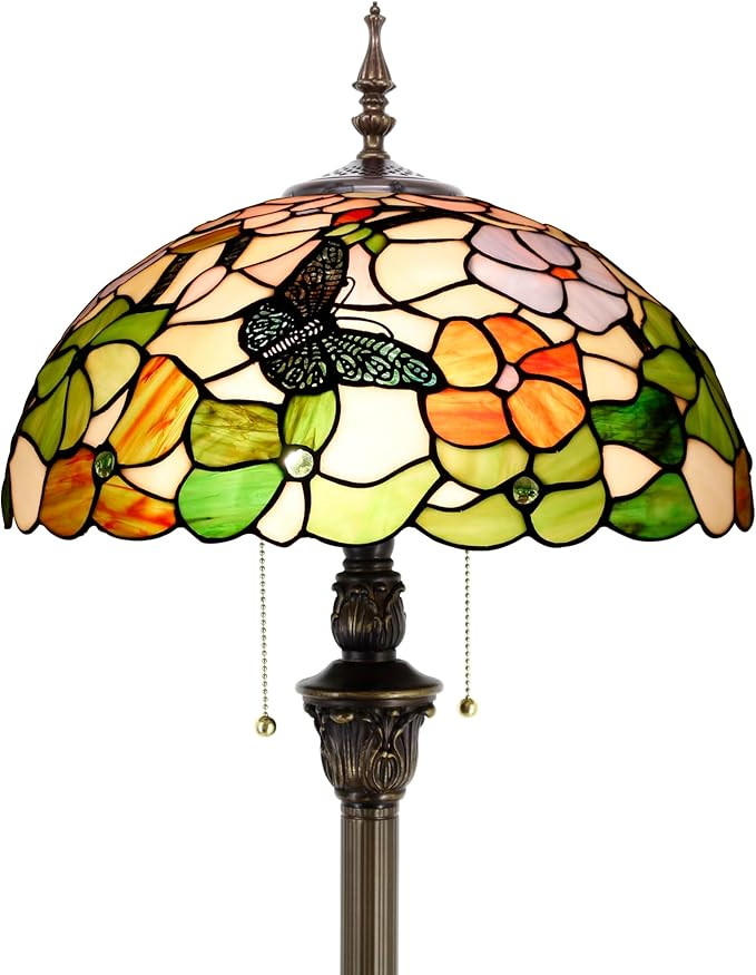 Tiffany Floor Lamp Stained Glass Lamp Standing Reading Light 16x16x70 Inch for Living Room (Butte... | Amazon (US)
