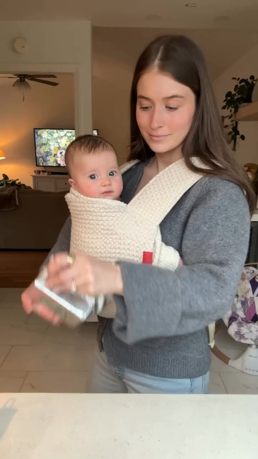 At perfect day baking at home while baby wearing with my new baby! 
