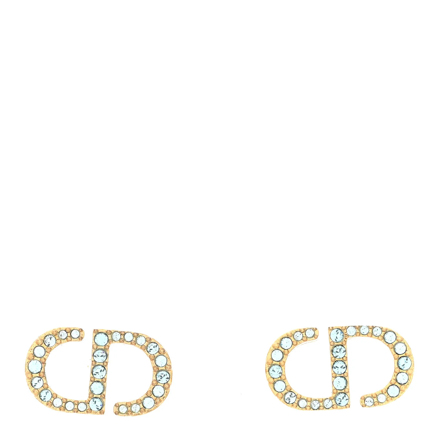Crystal CD Earrings Blue Gold | FASHIONPHILE (US)