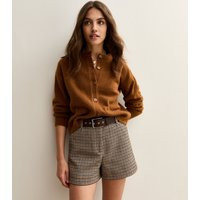 Women's Brown Houndstooth Check Belted Shorts New Look | New Look (UK)