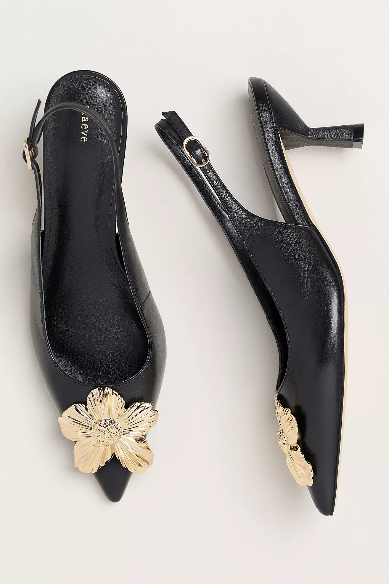 Maeve Flower Hardware Detail Slingback Heels | Anthropologie (US)