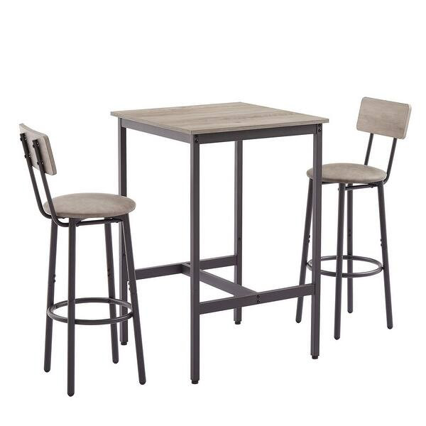 New Style Bar Table Set with Bar Stools PU Soft Seat with Backrest and Footrest ,1 Wooden Table(S... | Bed Bath & Beyond