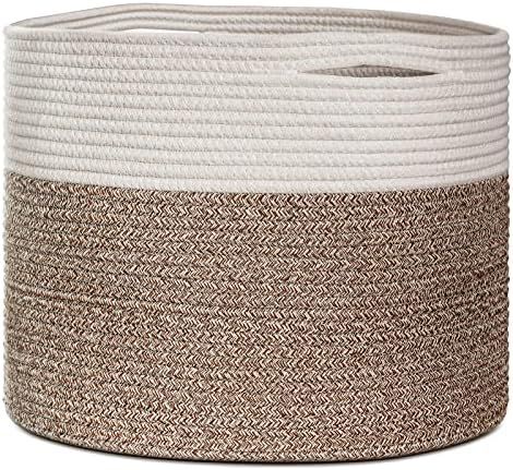 Goodpick Large Cotton Rope Basket 15.8"x15.8"x13.8"-Baby Laundry Basket Woven Blanket Basket Nursery | Amazon (US)