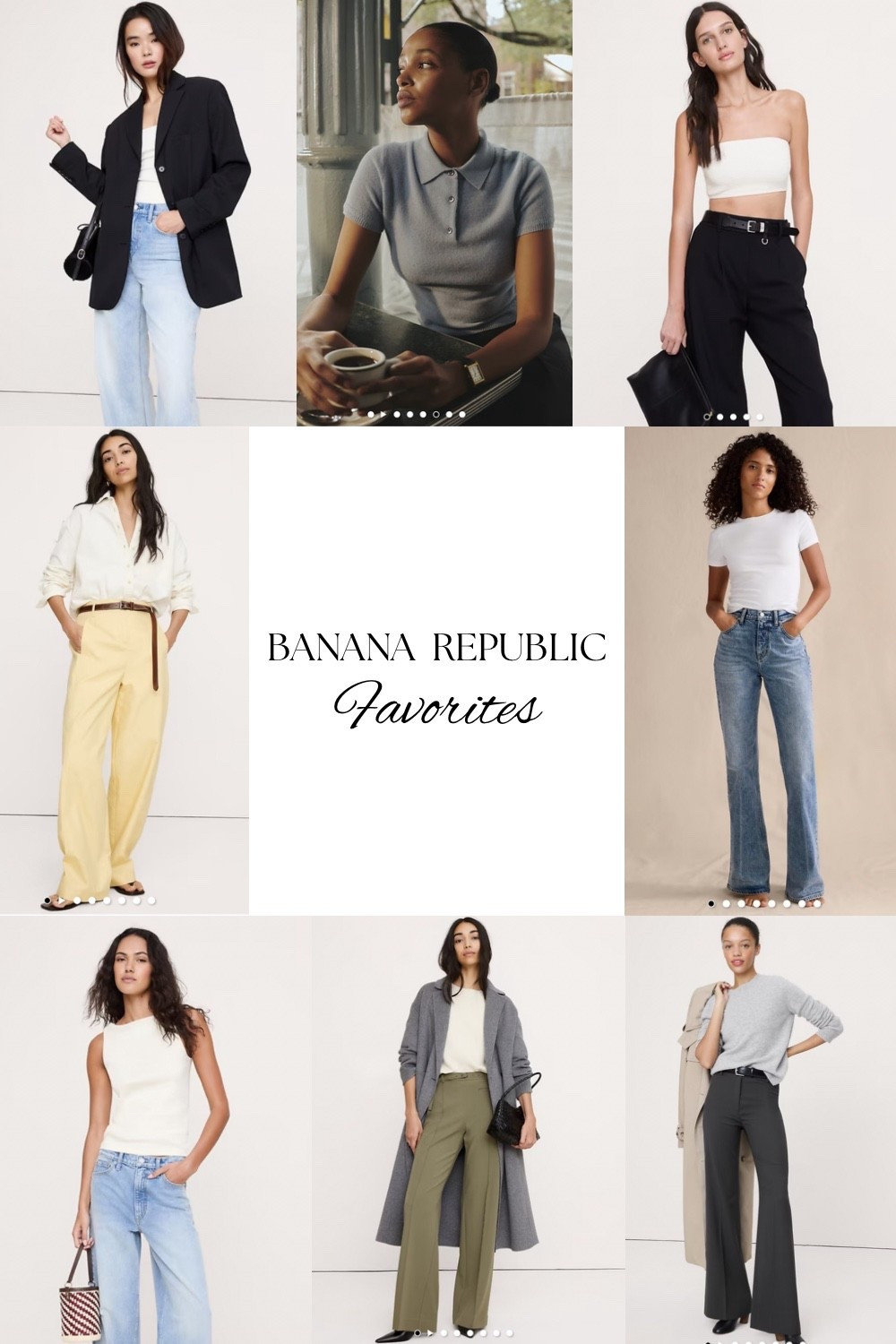 Favorites at Banana Republic 😍 denim, trousers, basics, polo, flares, boat neck, blazer

#LTKootd