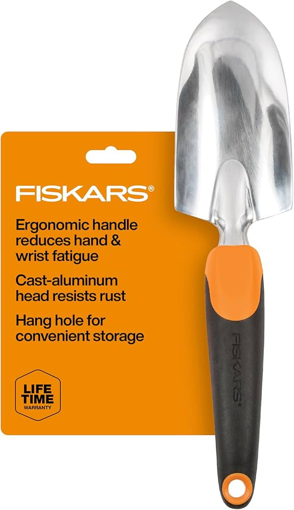 Fiskars Ergo Garden Trowel for Digging and Planting, Heavy Duty Gardening Hand Tool with Hanging ... | Amazon (US)