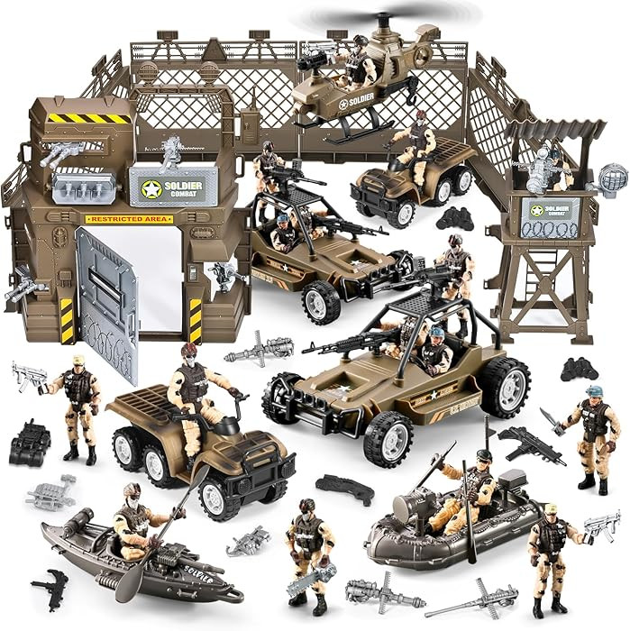 86-In-1 Army Men Toys for Boys 4-7 6-8 8-12, Military Base/Truck/Kayak Boat/Motorcycle/Helicopter... | Amazon (US)