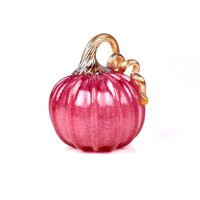 Hand Blown Glass Pumpkin Pink & Gold Fall Decor | Etsy (US)
