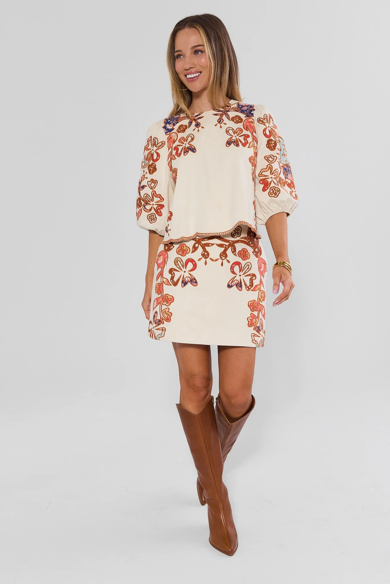 Jenna Ivory Faux Suede Skirt by THML | Avara