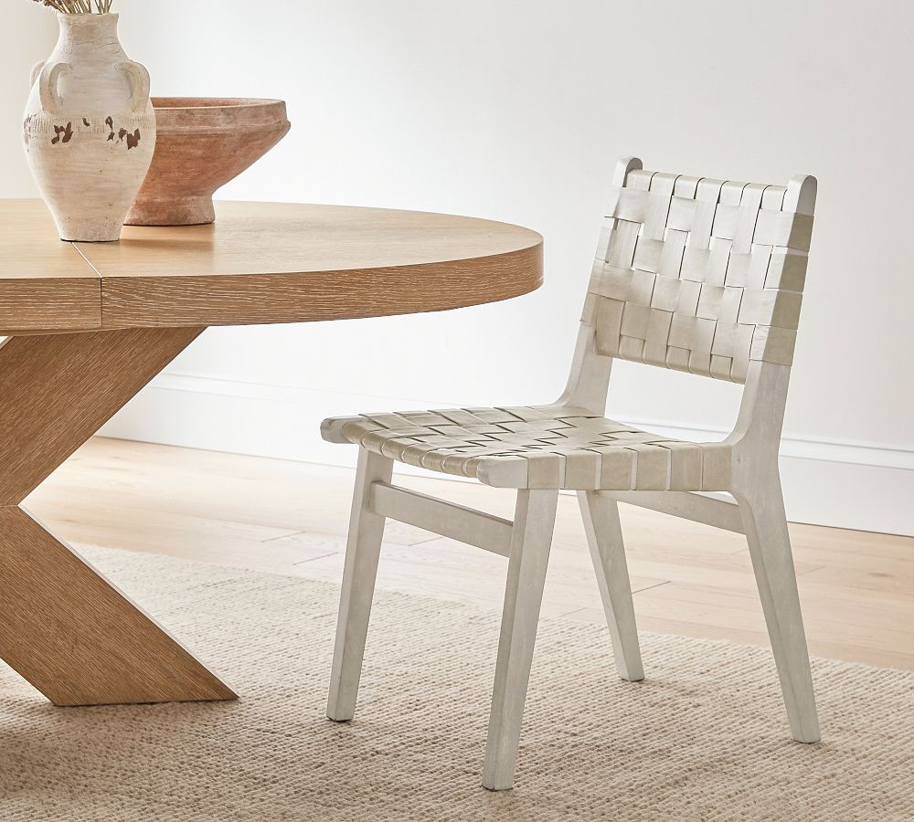 Fenton Woven Leather Dining Chair | Pottery Barn (US)