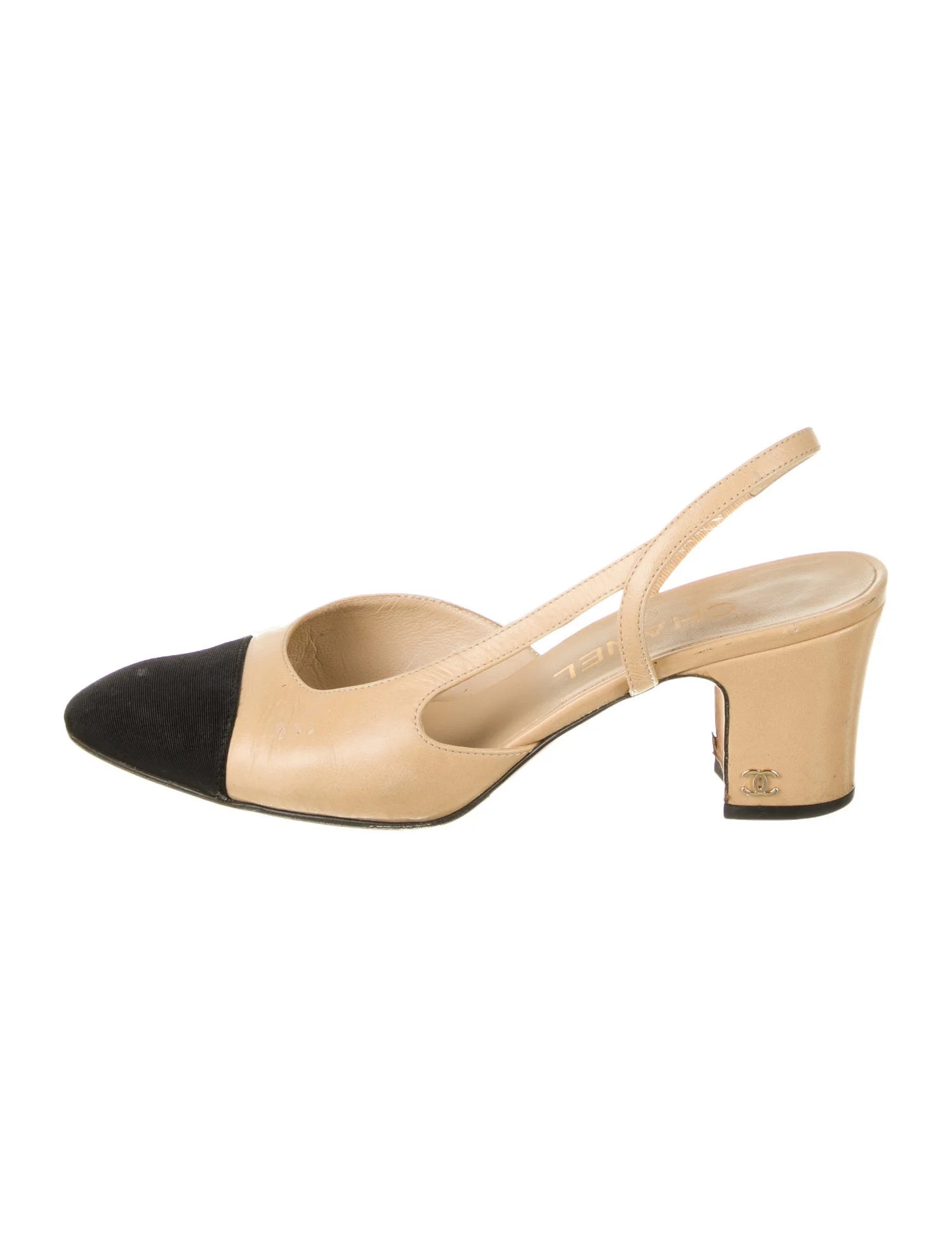 Interlocking CC Logo Leather Slingback Pumps | The RealReal