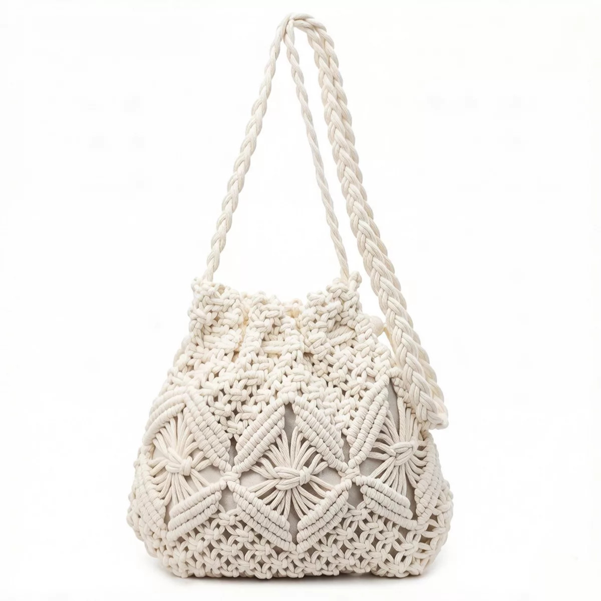 Alilang Macrame Bucket Bag Knotted Rope Handbag Drawstring Shoulder Bag Textured Woven Crossbody ... | Target