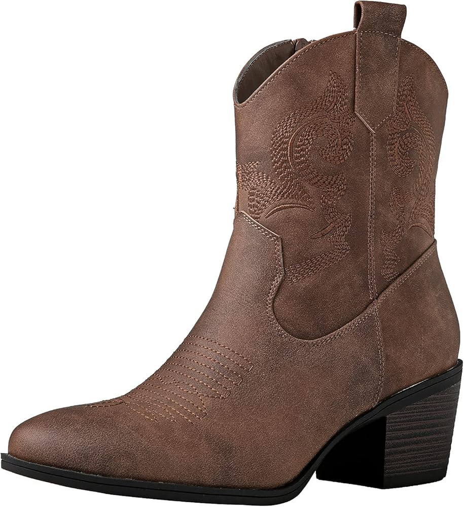 Amazon.com | GLOBALWIN Women's Camel Mid Calf The Western Cowboy Cowgirl Boots 8.5M | Shoes | Amazon (US)