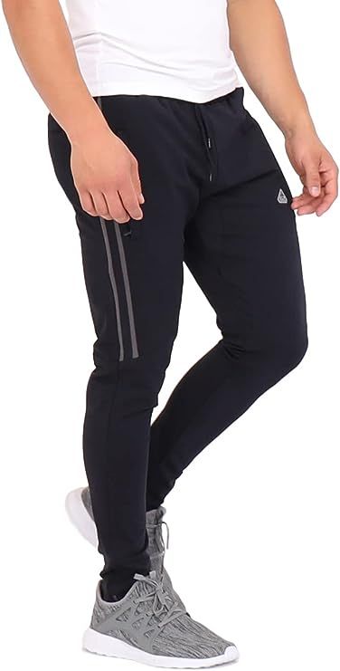 SCR SPORTSWEAR Mens Track Jogging Pants Joggers Sweatpants with Zipper Pockets 30/33/36 Inseam Ta... | Amazon (US)