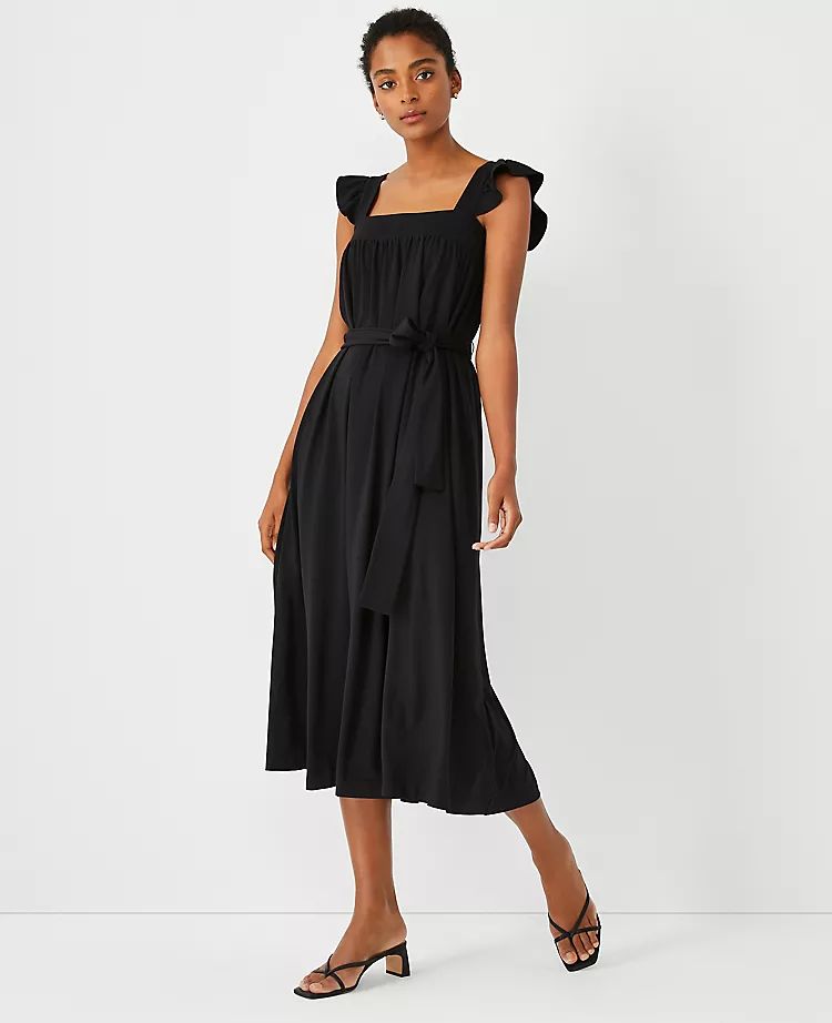 Ruffle Sleeve Belted Midi Dress | Ann Taylor | Ann Taylor (US)