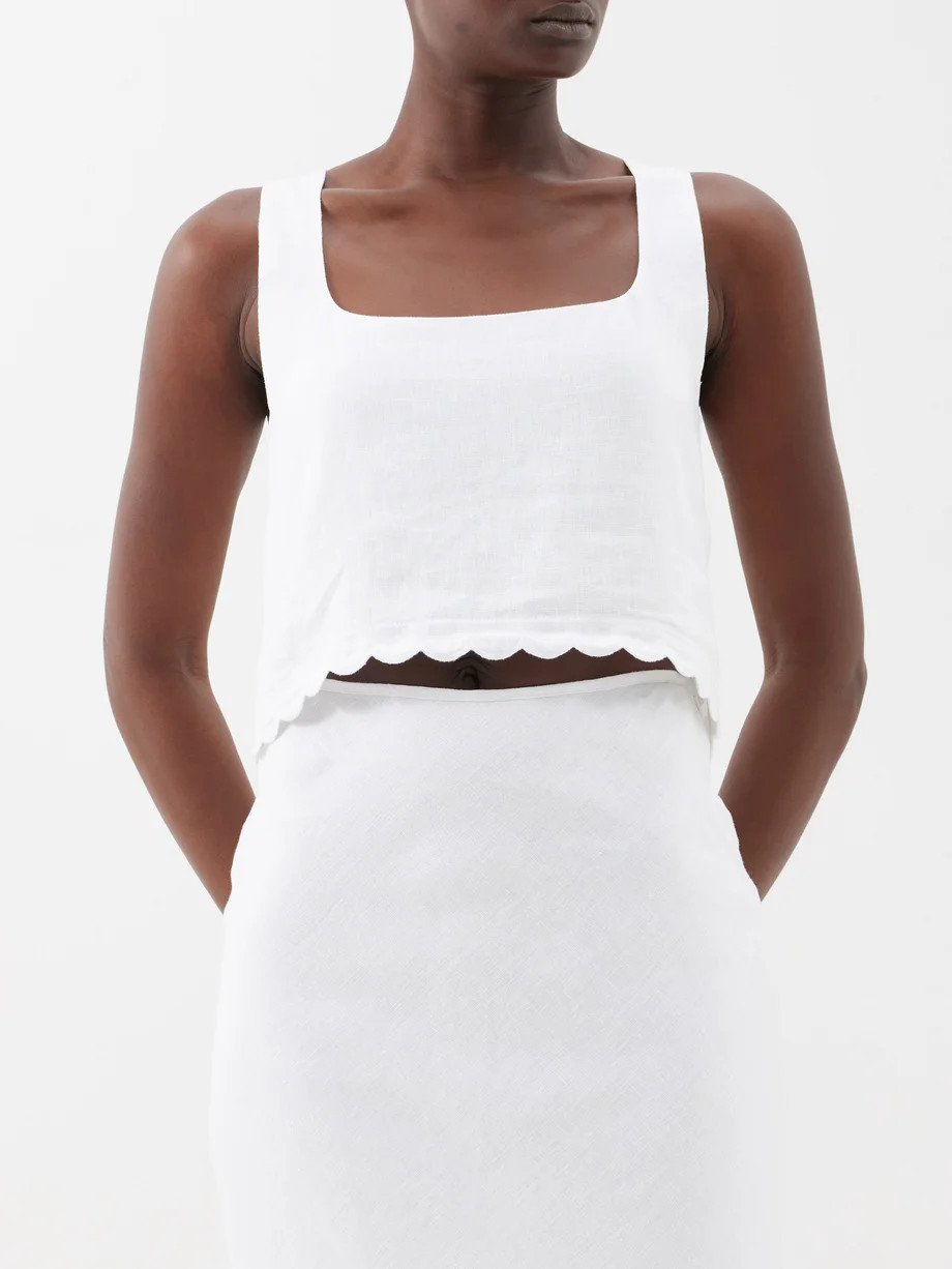Zayla square-neck linen crop top | posse | Matches (US)