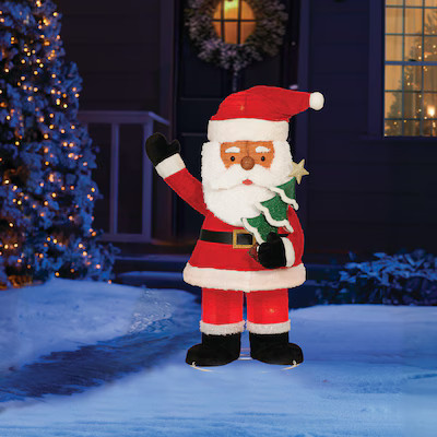 Holiday Living 48-in Freestanding Black Santa Yard decoration with Clear LED Lights Lowes.com | Lowe's