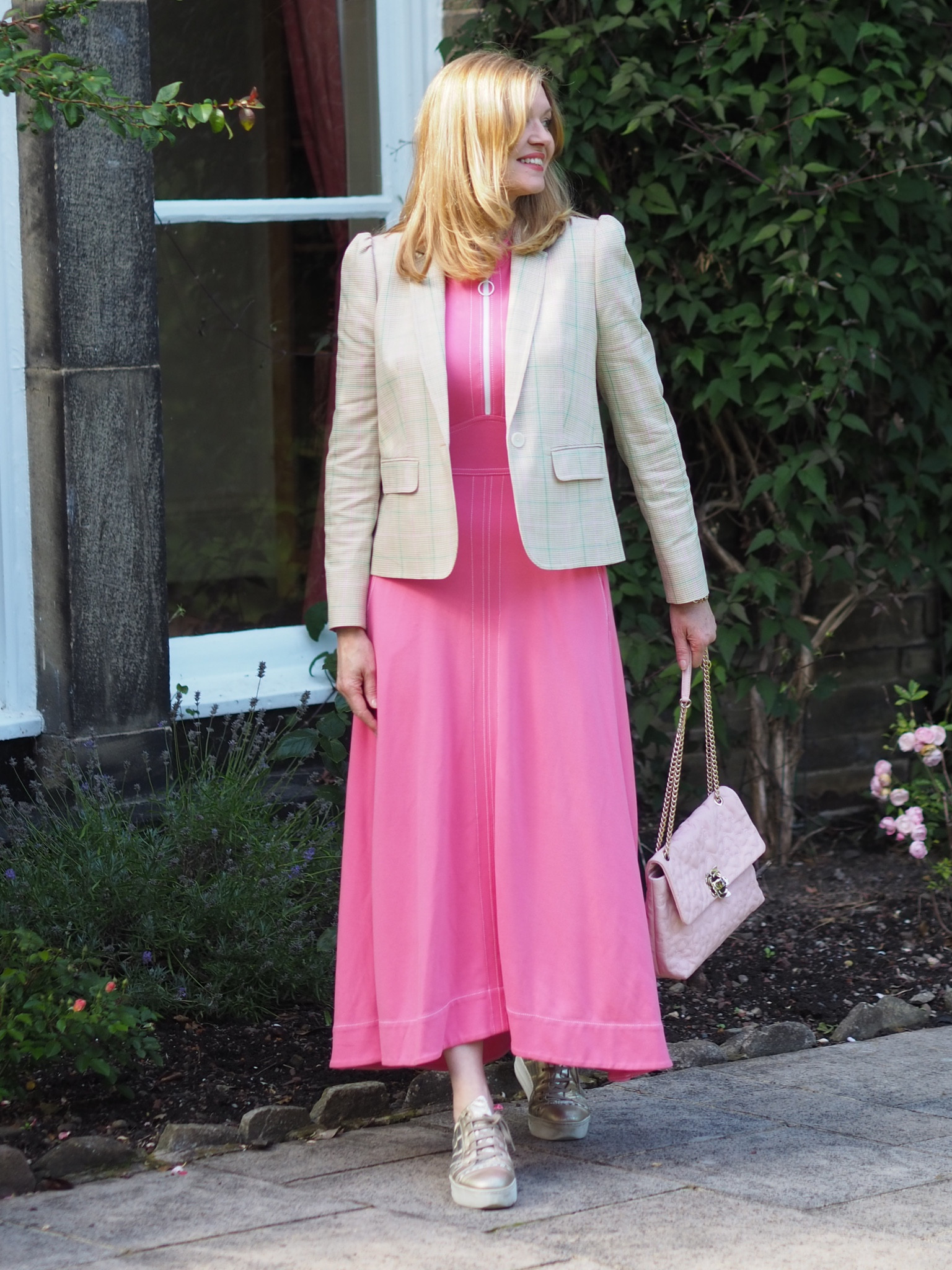 Me + Em feminine jacket. Puff sleeves. Pink and green checked jacket  

#LTKwedding #LTKeurope #LTKSeasonal
