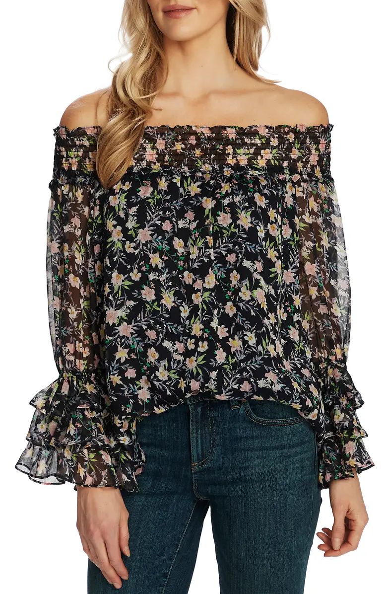 Botanic Charm Off the Shoulder Ruffle Sleeve Top | Nordstrom