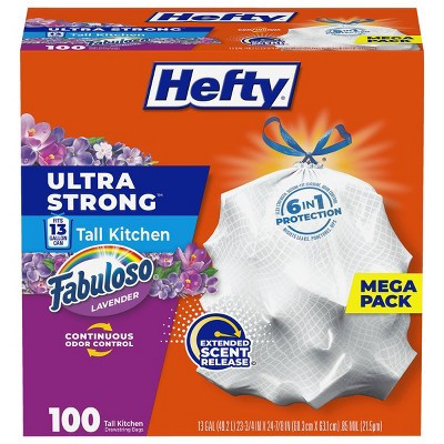 Hefty Ultra Strong Tall Kitchen Drawstring Fabuloso Trash Bags - 13 Gallon - 100ct | Target
